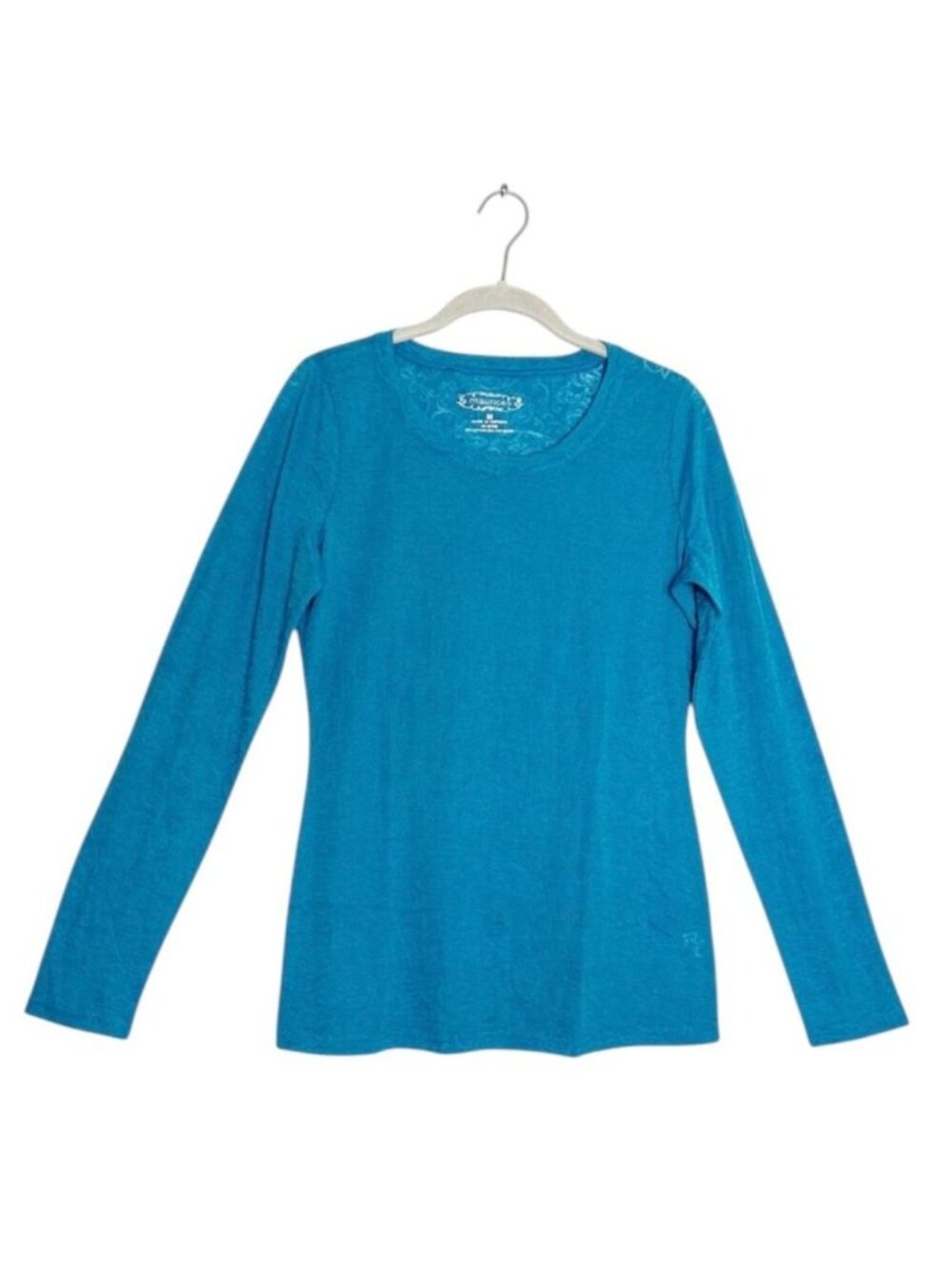 Maurices Women's Long Sleeve Casual Burnout Style Top in Blue - Sz M